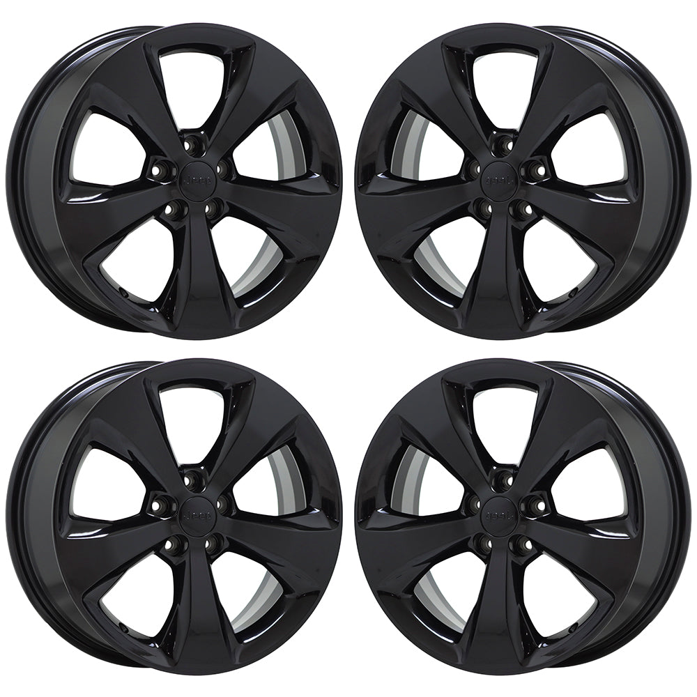 18" Jeep Cherokee Gloss Black wheels rims Factory OEM 2015-2023 set 9159